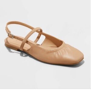 Women's Vada Slingback Scrunch Toe Flats - a New Day™ Tan Size 8.5 new